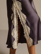 [Purple Gray] SilkSilky-UK Spaghetti Strap V Neck Nightdress 006