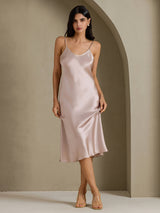 [Shadow Gray] SilkSilky-UK Spaghetti Strap V Neck Nightdress 003