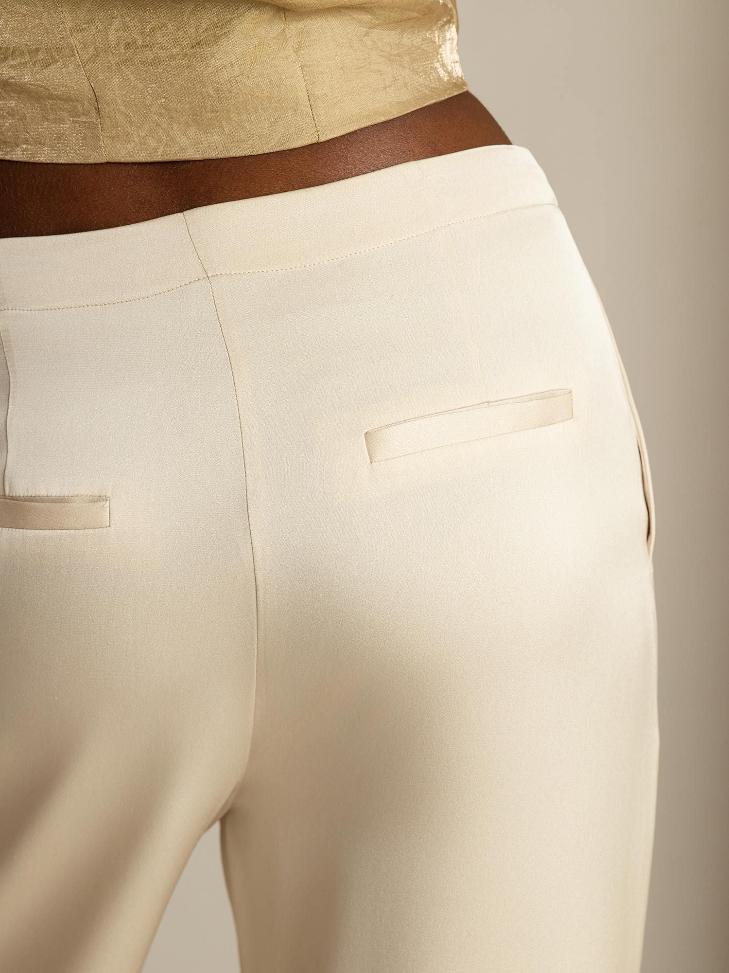 [Beige] SilkSilky-UK 19Momme Silk Womens Pants 005