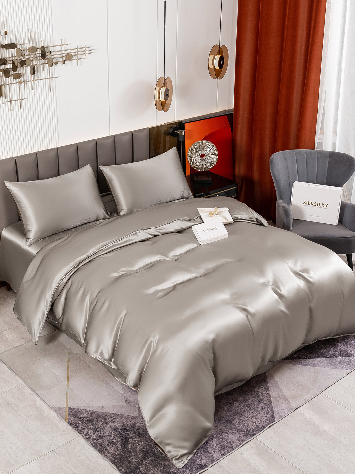 [Gray] SilkSilky-UK 19Momme Bed Linen Set 004