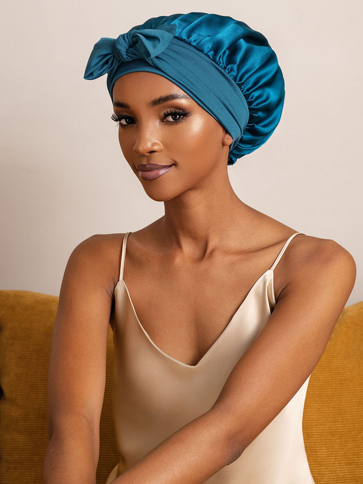 [Teal] SilkSilky-UK Pure Silk Sleep Cap 003
