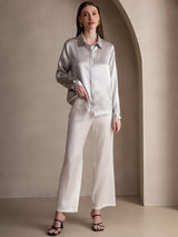 [Light Gray] SilkSilky-UK Long Sleeve Lapel Collar Women's Shirt 006