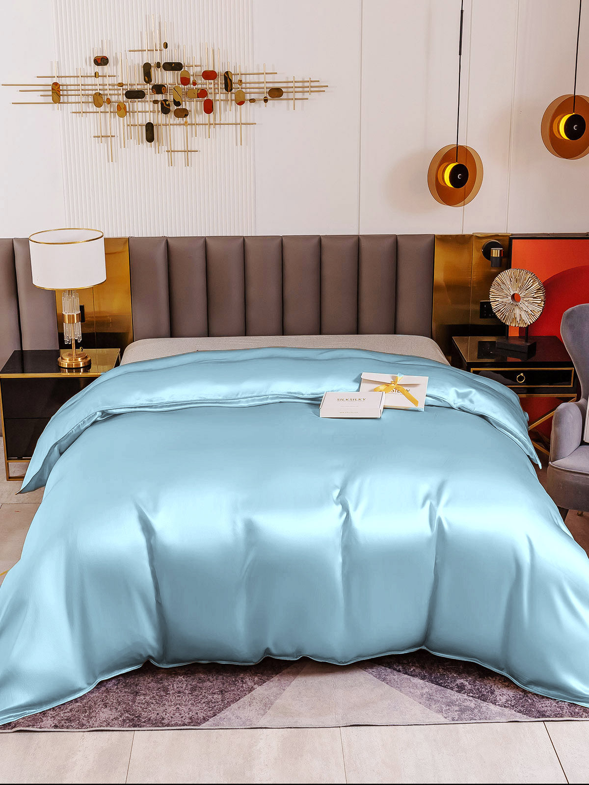 [Light Blue] SilkSilky-UK 19Momme Pure Silk Duvet Cover 002