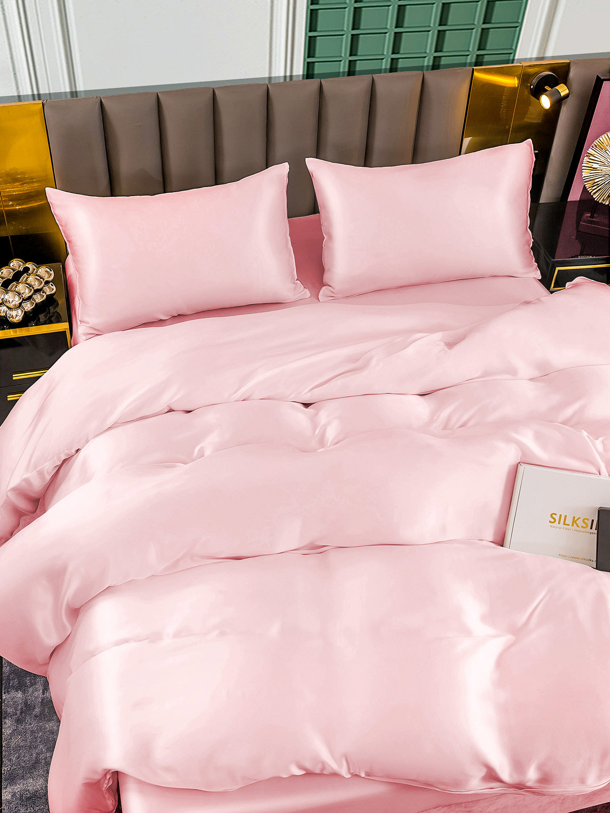 SilkSilky UK 25Momme Pure Silk Bedding Set Pink 005