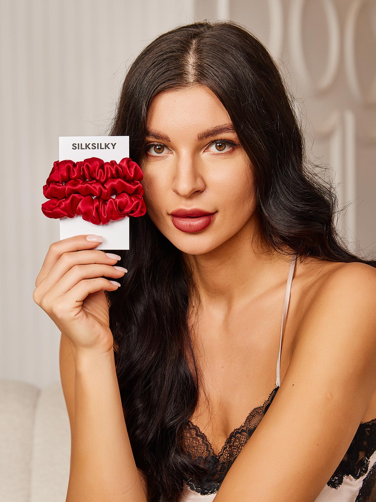 [Red] SilkSilky-UK 19Momme Pure Silk Scrunchie 001