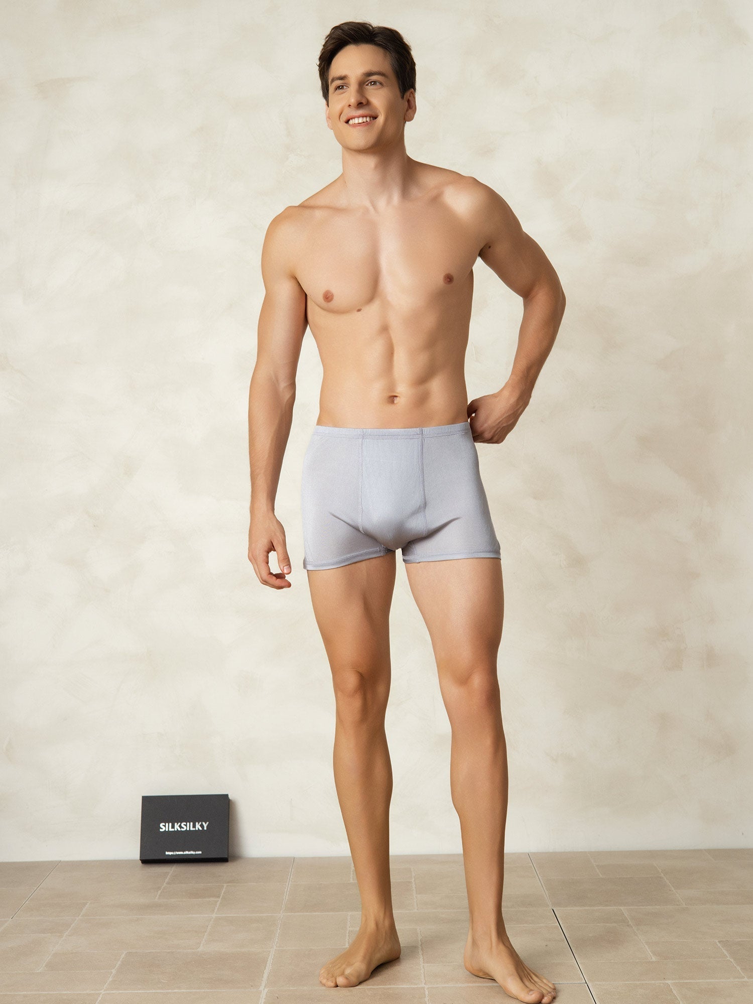 [Gray] SilkSilky-UK Silk Knitted Mens Underwear 004