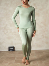 [Green] SilkSilky-UK Long Sleeve Round Neck Women's Long Johns 004