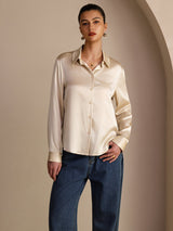 [Brown Rice] SilkSilky-UK Long Sleeve Lapel Collar Women's Shirt 002