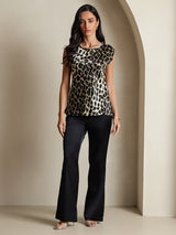 [Leopard] SilkSilky-UK 19Momme Silk Round Neck Women's T-Shirt 003