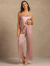 [Peach Skin] SilkSilky-UK 19Momme Machine-Washable Silk Spaghetti Strap Scoop Neck Camisole Set 006