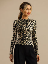 [Leopard] SilkSilky-UK Long Sleeve Women's T-Shirt 001