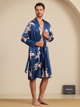 [Dark Blue] SilkSilky-UK 19Momme Long Sleeve Mens Pajamas 004