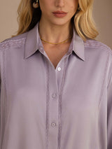 [Purple] SilkSilky-UK Long Sleeve Lapel Collar Blouse 006