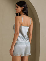 [Grayish Blue] SilkSilky-UK Spaghetti Strap V Neck Camisole Set 002