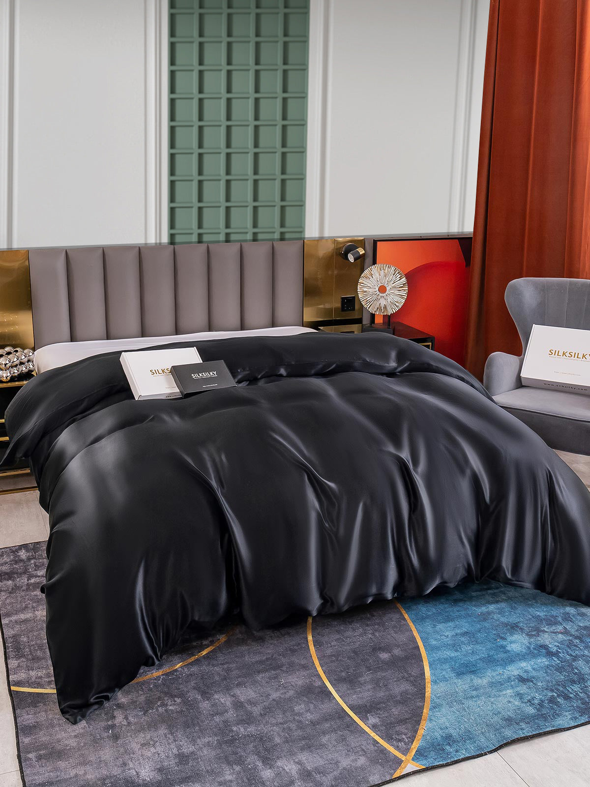 [Black] SilkSilky-UK 25Momme Pure Silk Duvet Cover 003