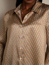 [Floral] SilkSilky-UK Long Sleeve Lapel Collar Women's Shirt 009