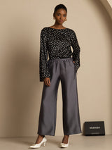 [Polka Dot] SilkSilky-UK 19Momme Silk Bell Sleeve Round Neck Blouse 008