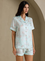 [Sky Floral] SilkSilky-UK Short Sleeve Notch Collar Women's Pyjamas 003