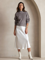 [White] SilkSilky-UK Spaghetti Strap V Neck Dress 007