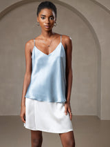 [Grayish Blue] SilkSilky-UK Spaghetti Strap V Neck Camisole 006