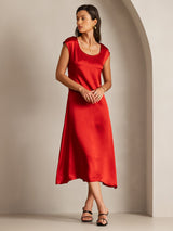 [Wine] SilkSilky-UK Cap Sleeve Dress 001