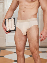 [Beige] SilkSilky-UK 100% Silk Jersey Men's Underwear 001