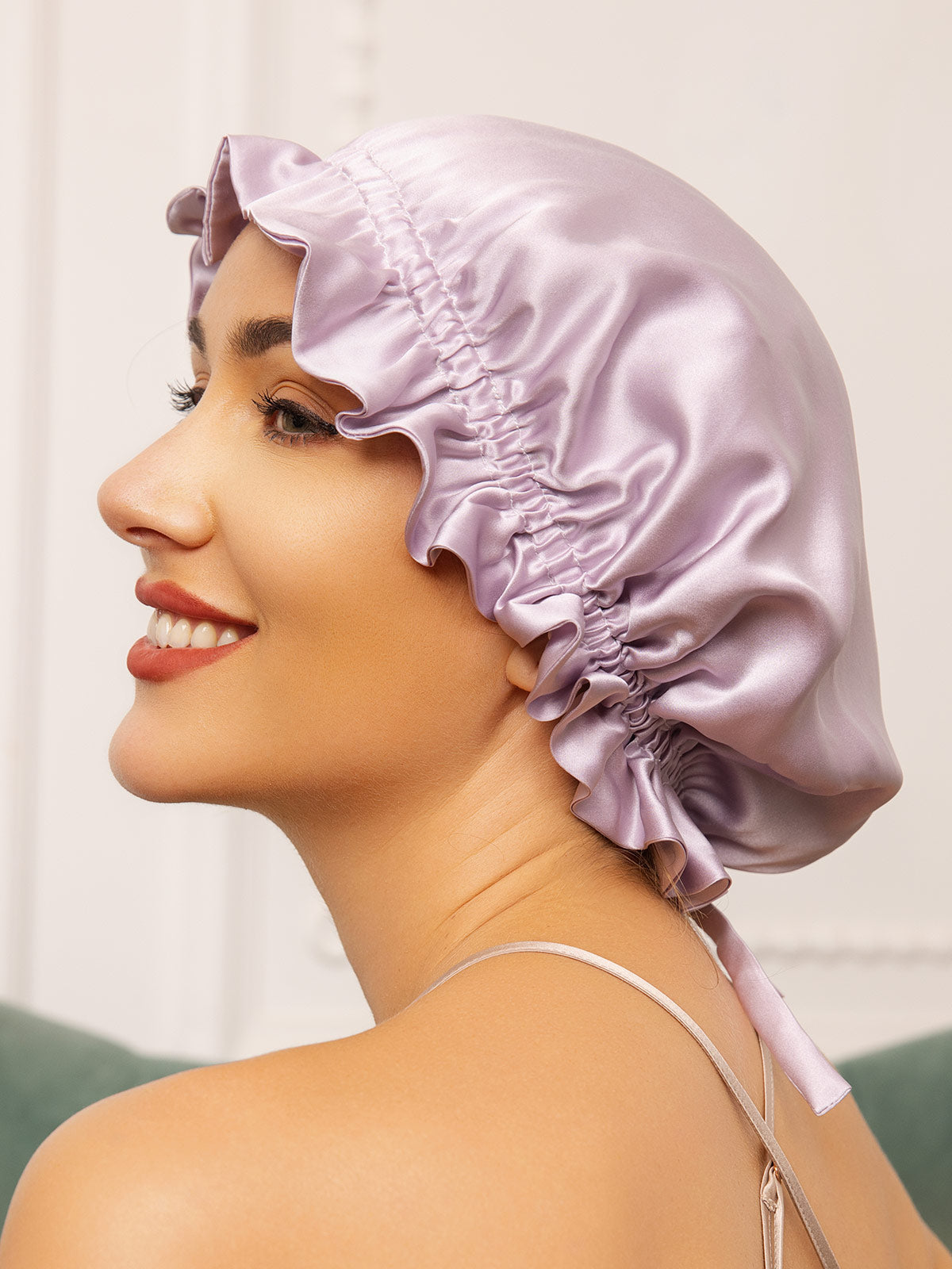 SilkSilky-UK Pure Silk Sleep Cap Lavender 001