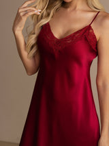 [Wine] SilkSilky-UK Spaghetti Strap V Neck Nightdress 008