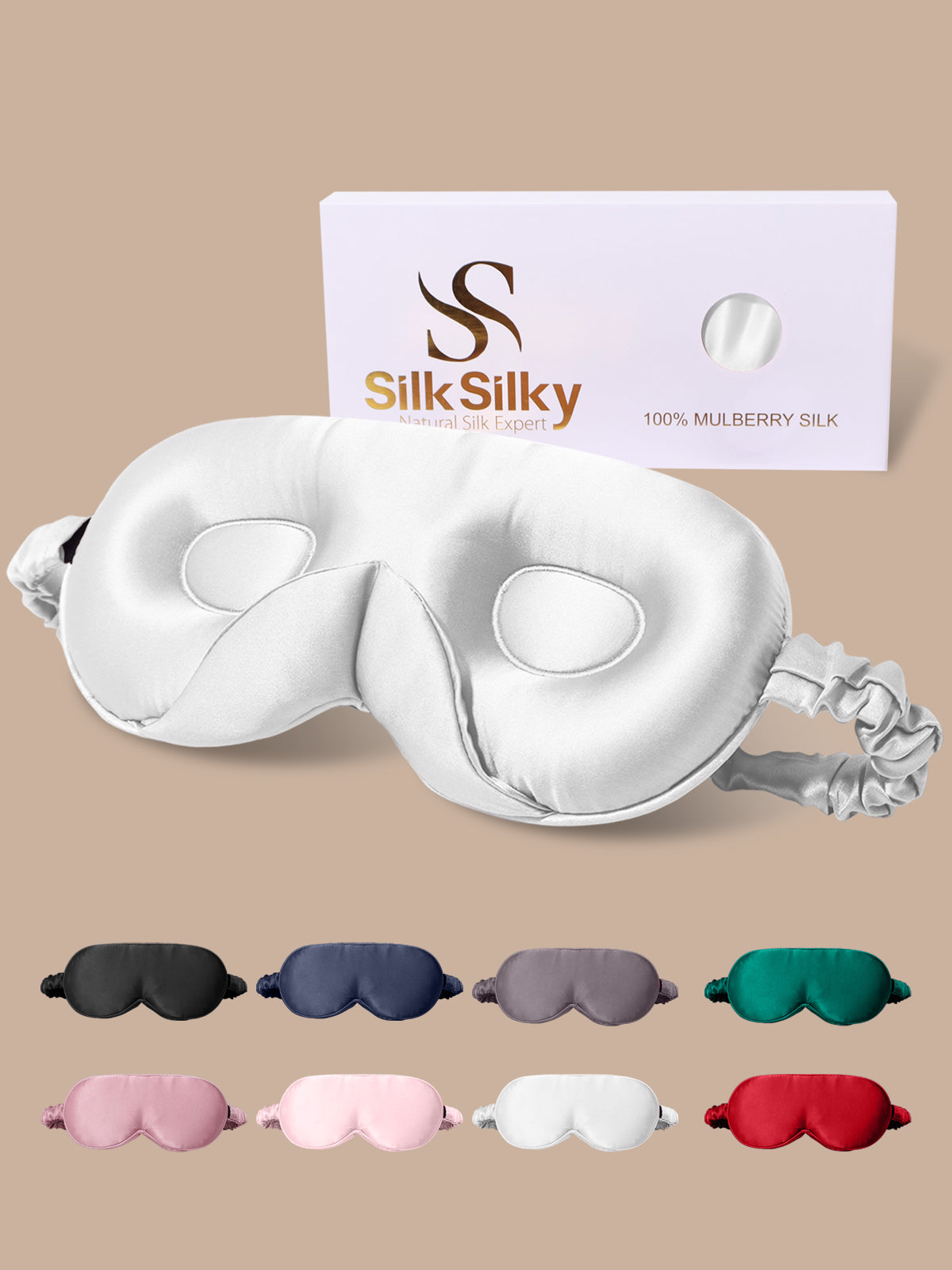 [Light Gray] SilkSilky-UK Pure Silk Eye Mask 001