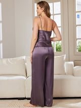 [Purple Gray] SilkSilky-UK Spaghetti Strap V Neck Camisole Set 002