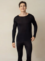 [Black] SilkSilky-UK Long Sleeve Round Neck Men's Long Johns 004