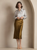 SilkSilky-UK 19Momme Pure Silk Skirt Brown 004