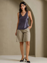 [Dark Gray] SilkSilky-UK Sleeveless V Neck Camisole 007