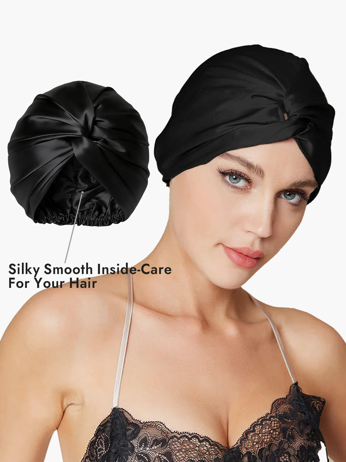 [Black] SilkSilky-UK Sleep Cap 003