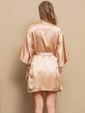 Pure Silk Half Sleeve Dressing Gown w/Belt