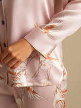 [Pink] SilkSilky-UK Long Sleeve Lapel Collar Women's Pyjamas 005