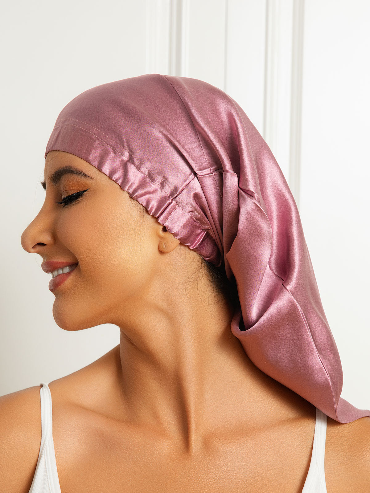 SilkSilky-UK Pure Silk Sleep Cap PaleMauve 004