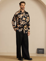 [Black Dragon] SilkSilky-UK Long Sleeve Lapel Collar Men's Shirt 008