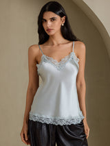 [Grayish Blue] SilkSilky-UK Spaghetti Strap V Neck Camisole 001