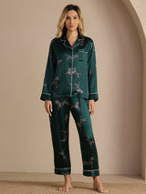 [Emerald Zebra] SilkSilky-UK Long Sleeve Lapel Collar Women's Pyjamas 001
