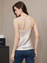 [Beige] SilkSilky-UK Spaghetti Strap V Neck Camisole 002