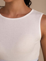 [White] SilkSilky-UK Sleeveless Crew Neck Women's Outfit Sets 004