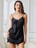 SilkSilky UK Pure Silk Sleeveless V Neck Nightdress Black 003