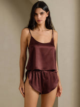 [Brown] SilkSilky-UK Spaghetti Strap Camisole Set 007