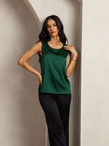[Dark Green] SilkSilky-UK Sleeveless Round Neck Camisole 007
