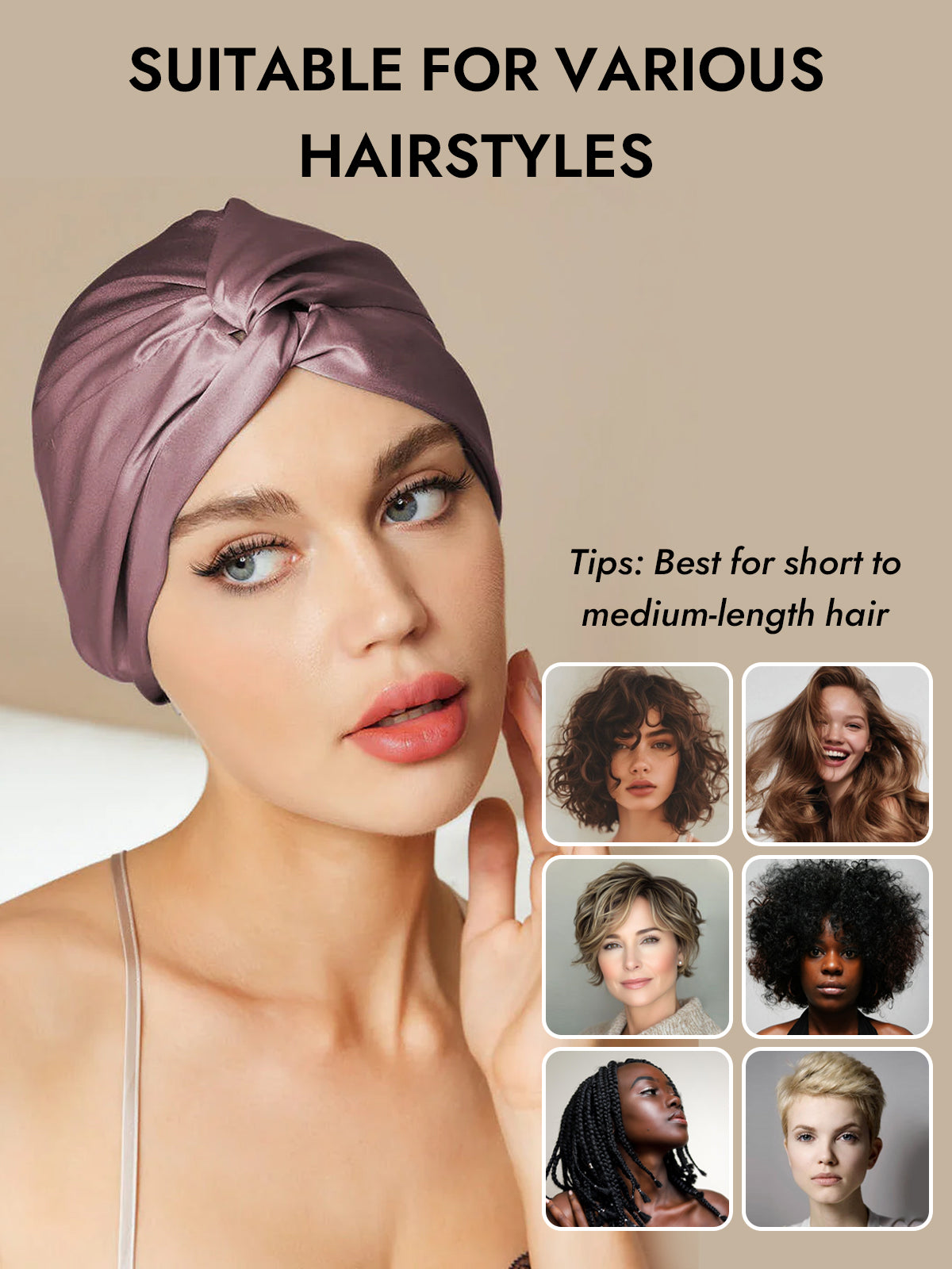 [Pale Mauve] SilkSilky-UK Pure Silk Sleep Cap 006