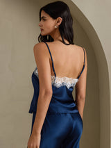 [Dark Blue] SilkSilky-UK Spaghetti Strap V Neck Camisole 002