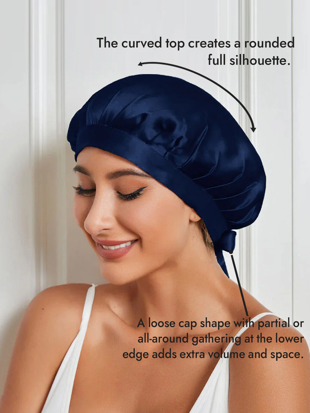 [Dark Blue] SilkSilky-UK Pure Silk Sleep Cap 003