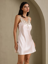 [Pink] SilkSilky-UK Spaghetti Strap V Neck Nightdress 005