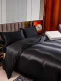 SilkSilky UK 22Momme Pure Silk Bedding Set Black 005